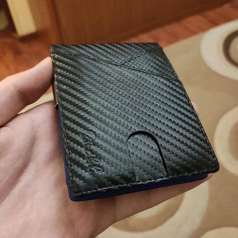 Men - with Money Clip Slim Leather Slots Credit Card Holder RFID